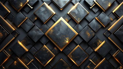 Wallpaper. Background. Geometric pattern with glowing golden highlights