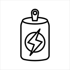 energy drink can icon set. aluminum soda can line art vector icon for apps and websites on white background.