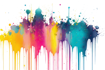 Rainbow coloful watercolor dripping paint, paint splashes with drips, Fotolia