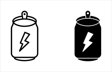 energy drink can icon set. aluminum soda can line art vector icon for apps and websites on white background.