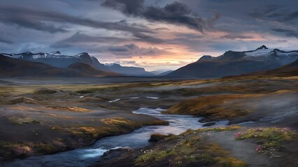 Tatra National Park, a lake in the mountains at the dawn of the sun