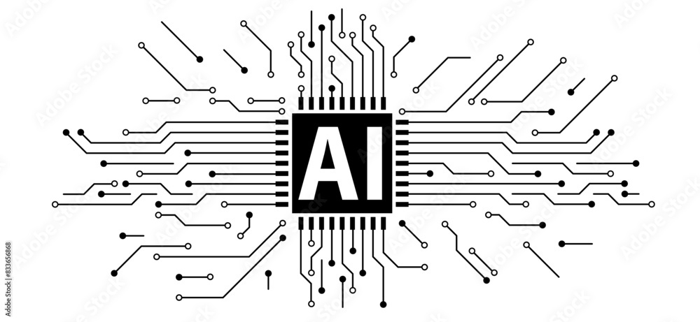Poster artificial intelligence ai pictogram. technology related to artificial intelligence, computers and s