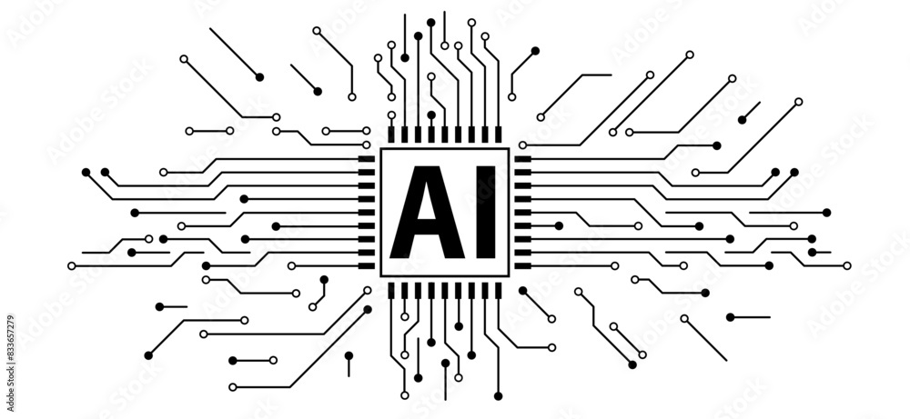 Fototapete artificial intelligence ai pictogram. technology related to artificial intelligence, computers and s
