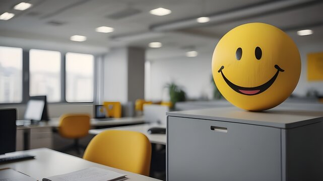 Boost Workplace Positivity: Brighten Your Office with a Yellow Smiling Emoji! Spread Joy at Work: Elevate Office Morale with a Yellow Smiling Emoji!, Enhance Workplace Atmosphere: Incorporate a Yellow