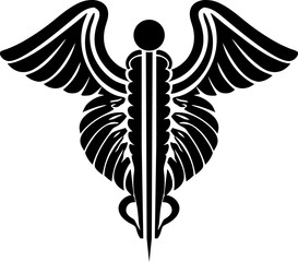 Fototapeta premium Äskulapstab abstrakt als Vektor Element - Medizin und Heilkunde Symbol Interpretation