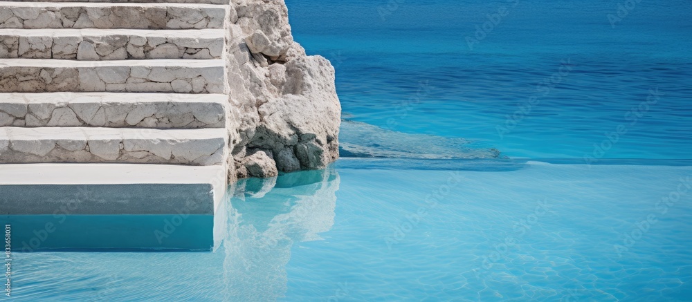 Canvas Prints swimming pool with blue water and stairs. creative banner. copyspace image