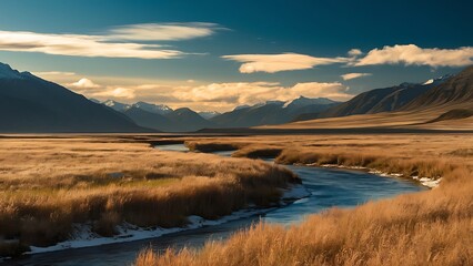 Tatra National Park, a lake in the mountains at the dawn of the sun