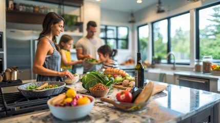 Group of People Preparing Food in Kitchen