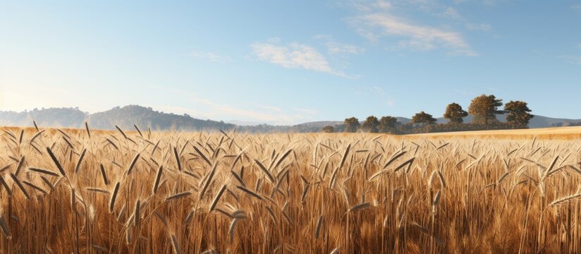 Winter wheat triticum aestivum Euclide on agricultural wheat field background toned. Creative banner. Copyspace image