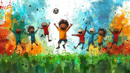Joyful Children Celebrating Outdoors