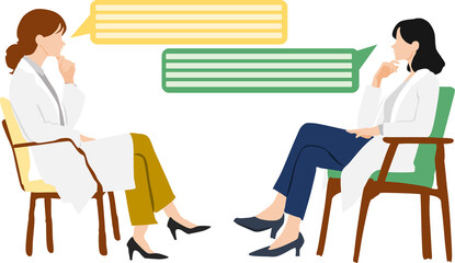 診察をする女医のイラスト