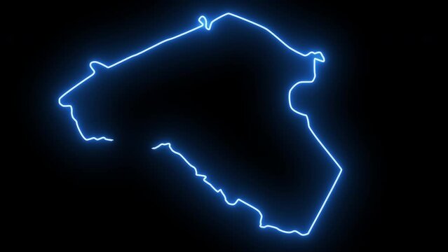 map of Athens in Georgia with a neon effect that glows blue