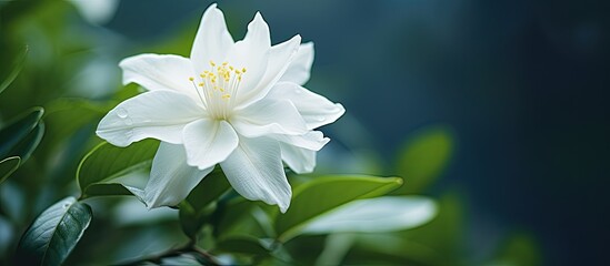 Fototapeta premium Fully blooming beautiful white flower. Creative banner. Copyspace image