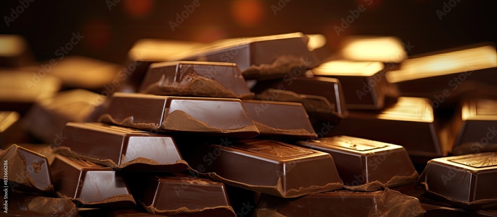 Poster a background of gold stone provides a visually stunning setting for an arrangement of stacked chocol