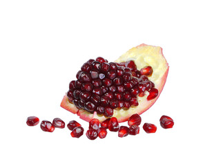 Sliced Red pomegranate isolated on white background.