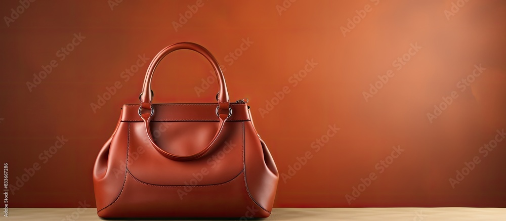 Poster the brown leather handbag showcases a luxurious texture complemented by an empty copy space in the b