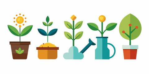 Planting Icons on a white background