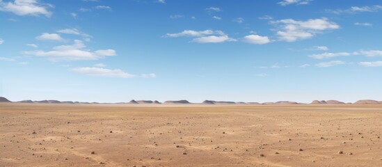 Copy space image of a vast expanse of open terrain beneath a clear blue sky