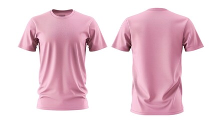 Plain pink t-shirt front and back view for mockup in white background