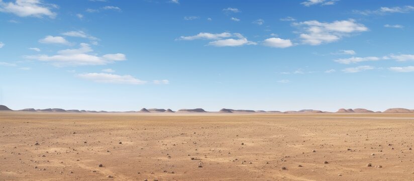 Copy space image of a vast expanse of open terrain beneath a clear blue sky