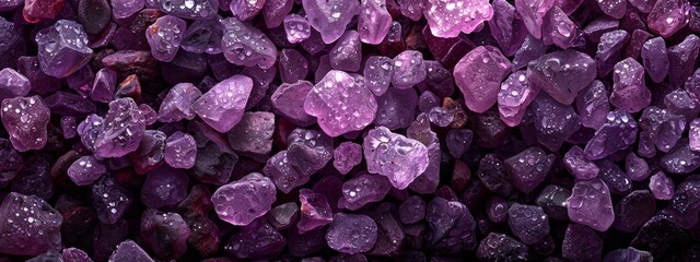 Fototapeta premium Purple sand background, Macro shot of several grains of sand.