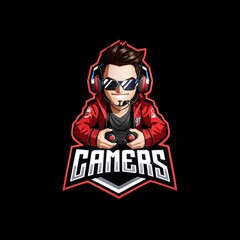 Gamer e sport mascot in black background, created by ai generated