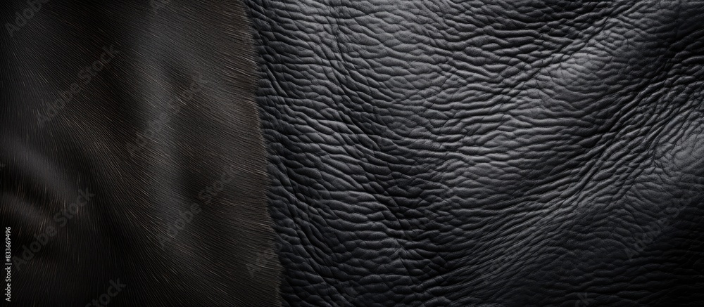 Poster a black full grain leather background with an abstract and authentic cowhide texture suitable for co