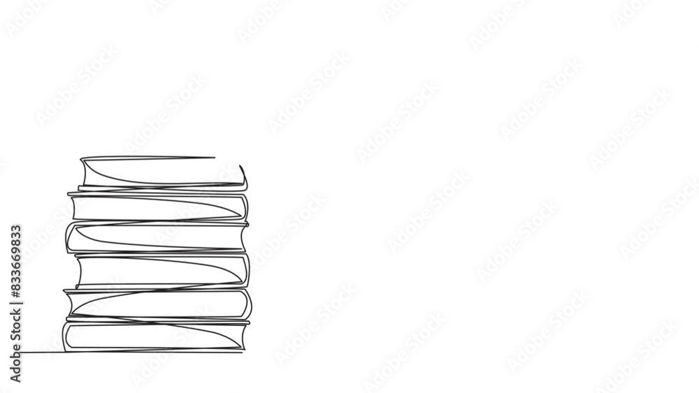 Aufkleber self drawing animation of continuous line drawing arabian woman standing reading book while leaning 