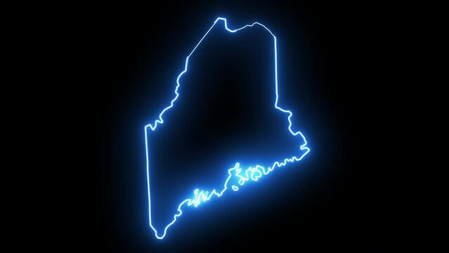 map of Augusta in Georgia with a neon effect that glows blue