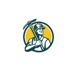 Miner men in white background, created by ai generated