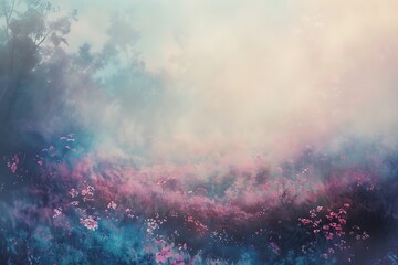 Soft pastels blend together in a dreamy, ethereal landscape