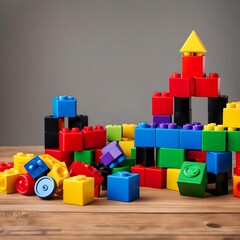Naklejka premium Colorful Creativity: A Collection of Building Blocks Photography