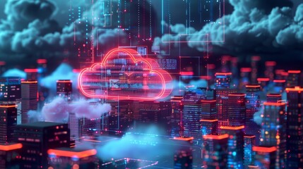 Fototapeta premium Leveraging Secure Cloud Computing And Social Media For Global Business Success.