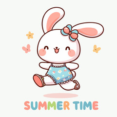 Cute cartoon rabbit summer t-shirt art design