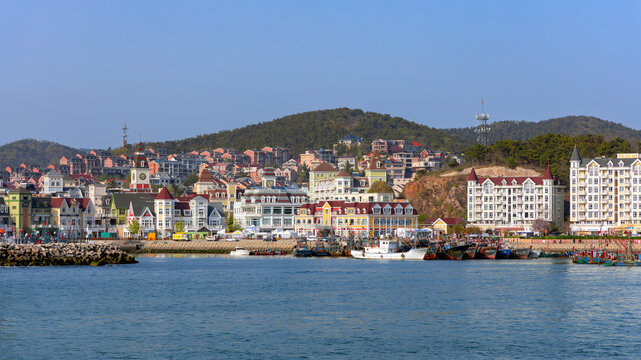 The scenery of Dalian Laohutan Fisherman's Wharf, taken in Dalian, Liaoning, China