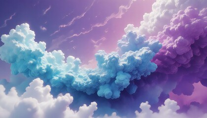 Background of a blue sky with pink 3D clouds