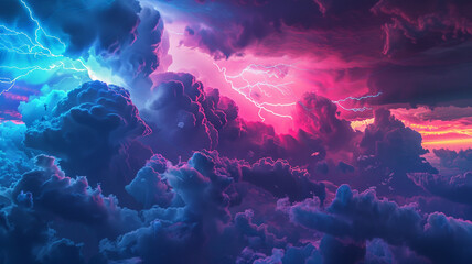 colorful pastel clouds with lightning