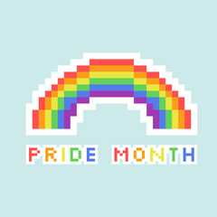 Fototapeta premium Rainbow. LGBT Pride Month. Rainbow colors. LGBTQ+ flag. Pixel art. Vector illustration
