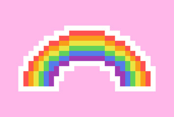 Rainbow. LGBT Pride Month. Rainbow colors. LGBTQ+ flag. Pixel art. Vector illustration