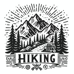 hiking lettering white background