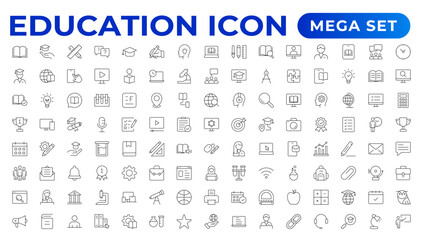 Education line icon collection. Set of vector line icons of education for modern concepts, web, and apps. Set of flat signs and symbols for web and apps.