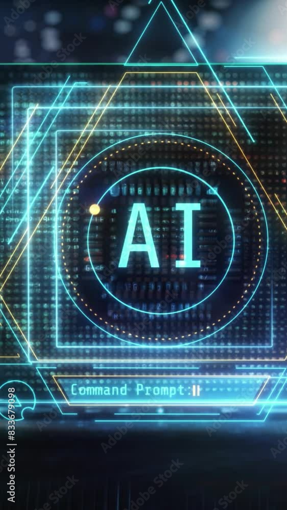 Poster detailed look at the processor with artificial intelligence technology.