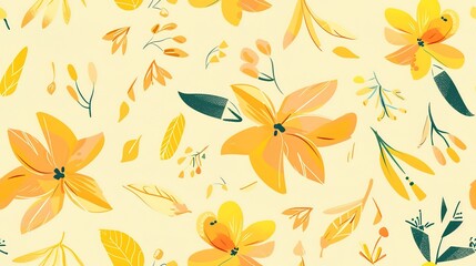 Obraz premium seamless pattern with yellow flowers