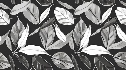 Charcoal petals flat design front view artistic theme cartoon drawing black and white. Seamless Pattern, Fabric Pattern.