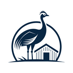 Set of ostrich silhouettes logo icon T-shirt Vector illustration isolated on the white background