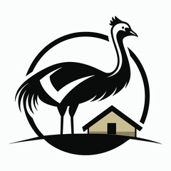 Set of ostrich silhouettes logo icon T-shirt Vector illustration isolated on the white background