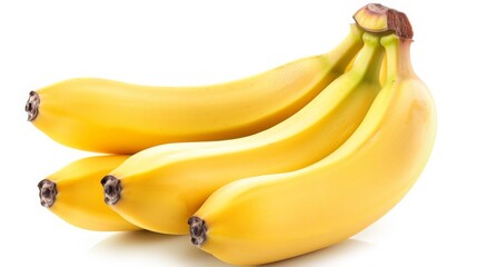 ripe bananas on a white canvas, a study in contrast.