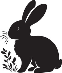 rabbit art silhouette white background  