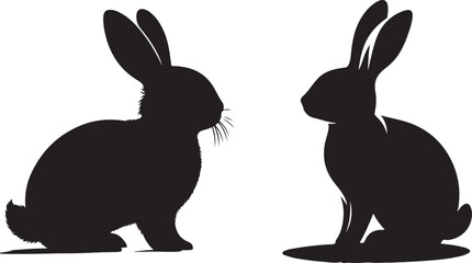 rabbit  silhouette white background .