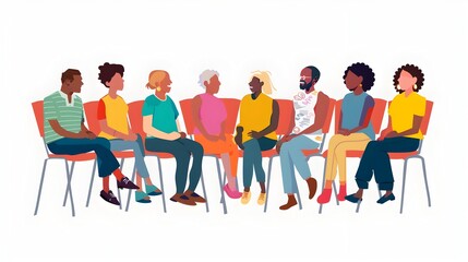 Obraz premium Thriving Community Unites in Vibrant Hall Discussion